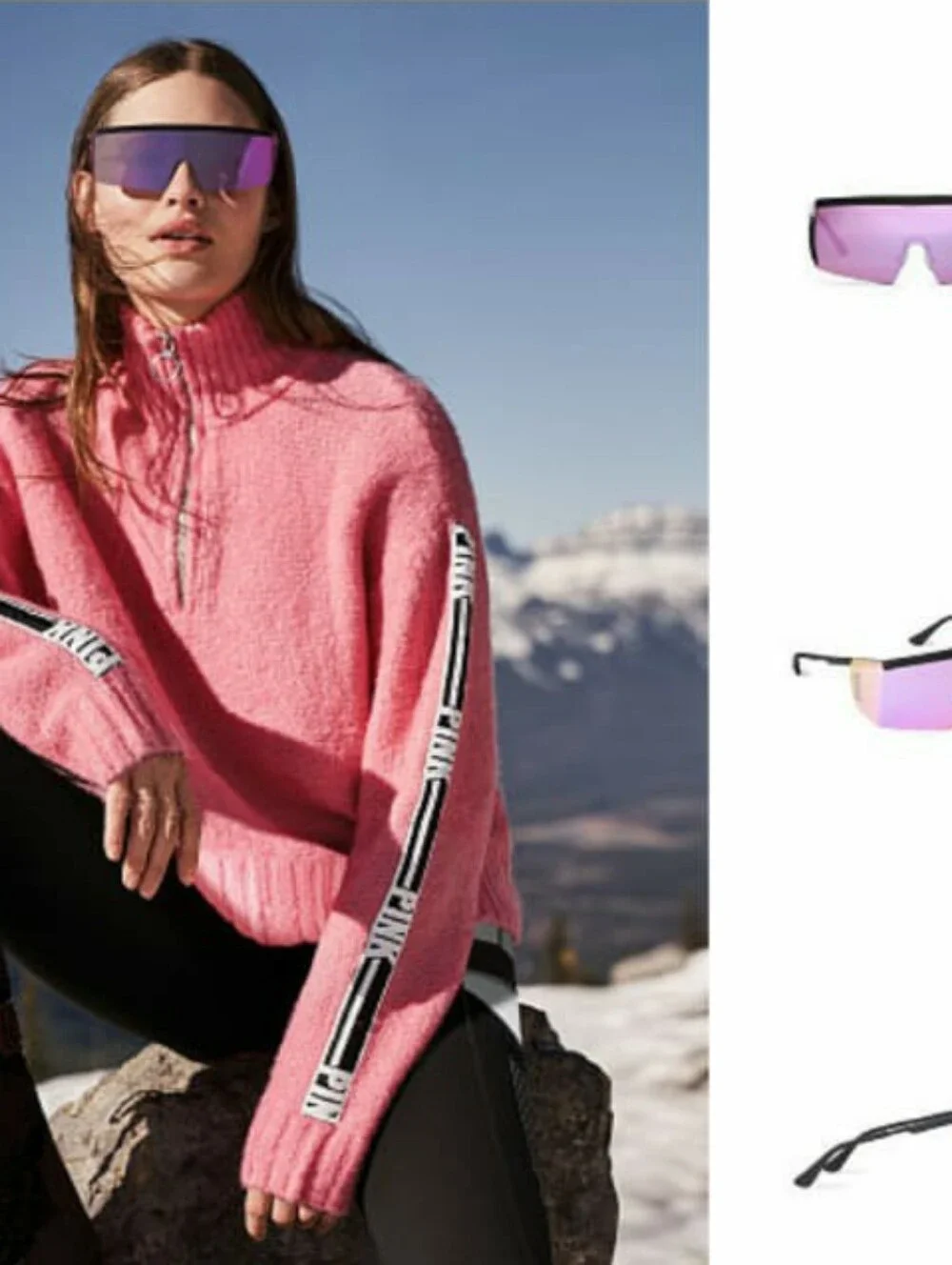 Pink Wraparound Shield  Sunglasses for women